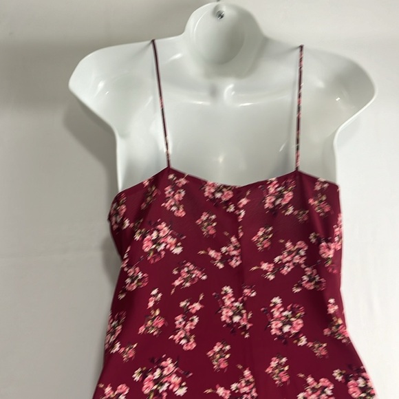 Divided Spaghetti Strap Floral Mini 90s-Style Slip Dress w/ Lace Hem - Picture 7 of 8